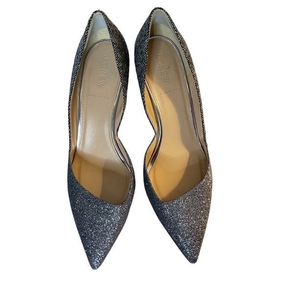 NWOT Jcrew Elsie made in Italy silver glitter metallic and tweed pump - Picture 4 of 9